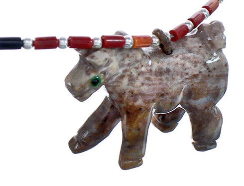Authentic Sterling Silver And Multicolor Southwest Bead Horse Necklace BX120729
